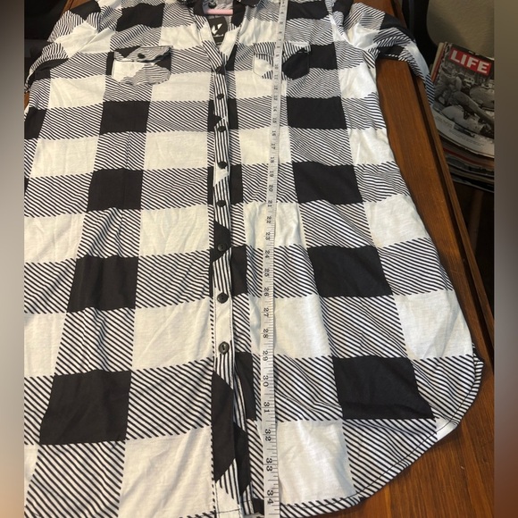 White Mark XL LS Polyester Pockets Large Checked Design Black & White - Picture 10 of 12